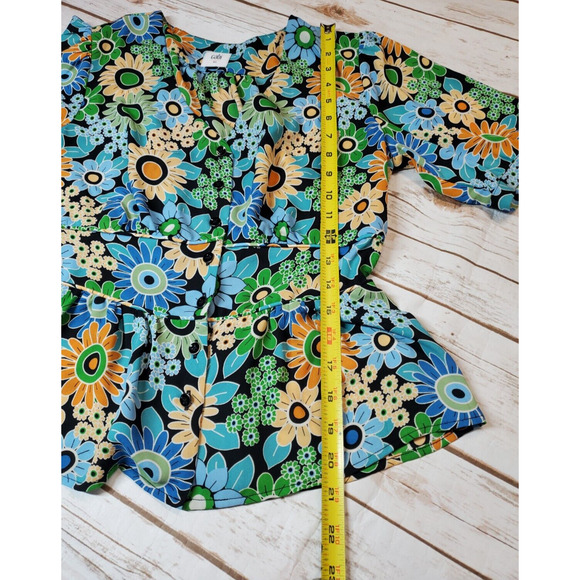 Cabi Womens Happy Top‎ Xs Retro Floral Bohemian Lightweight Peplum Flowers - Picture 11 of 12